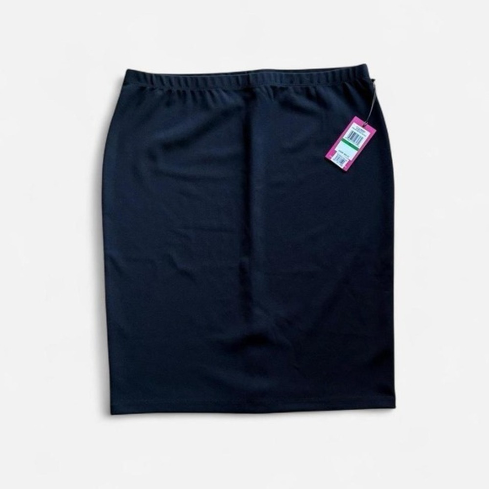 Vince Camuto Essentials Pencil Skirt Rich Black PL‎ Elastic Waist Petite